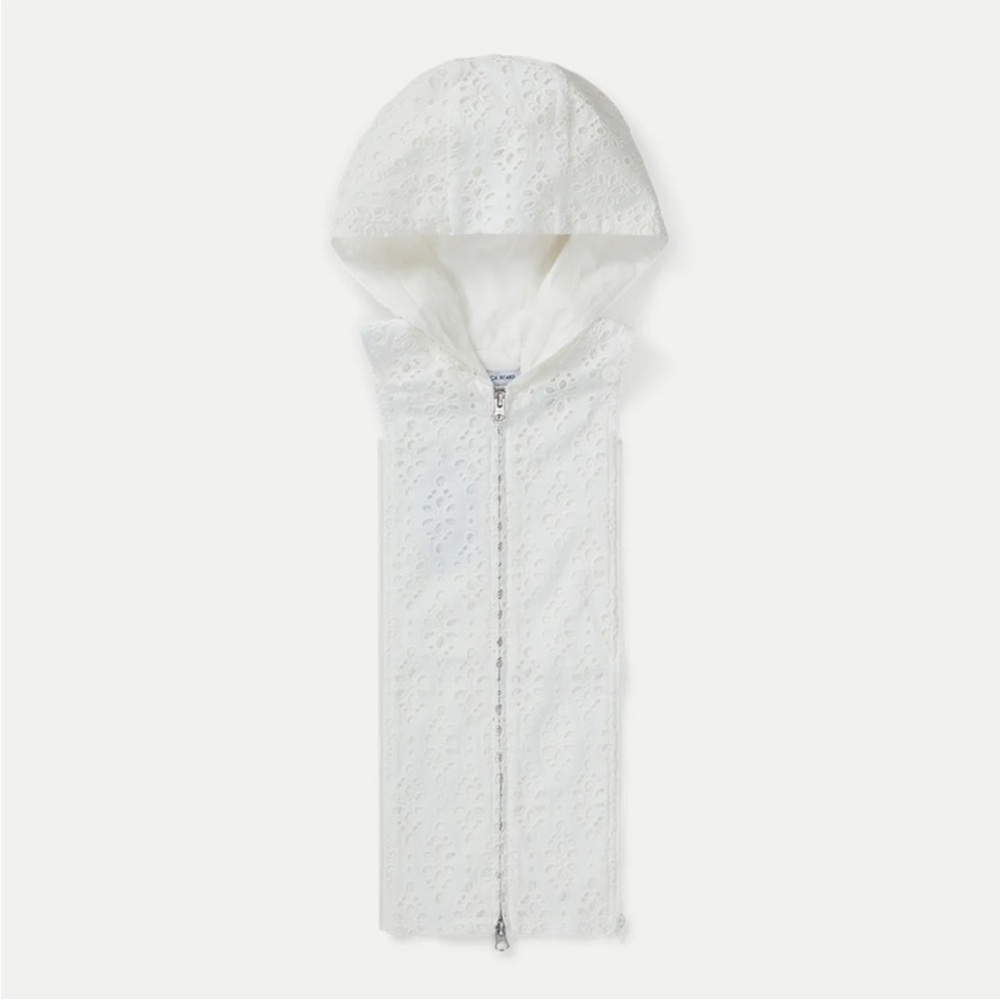 $248 NWT Veronica Beard Marlo Cotton white Eyelet Hoodie Dickey jacket insert